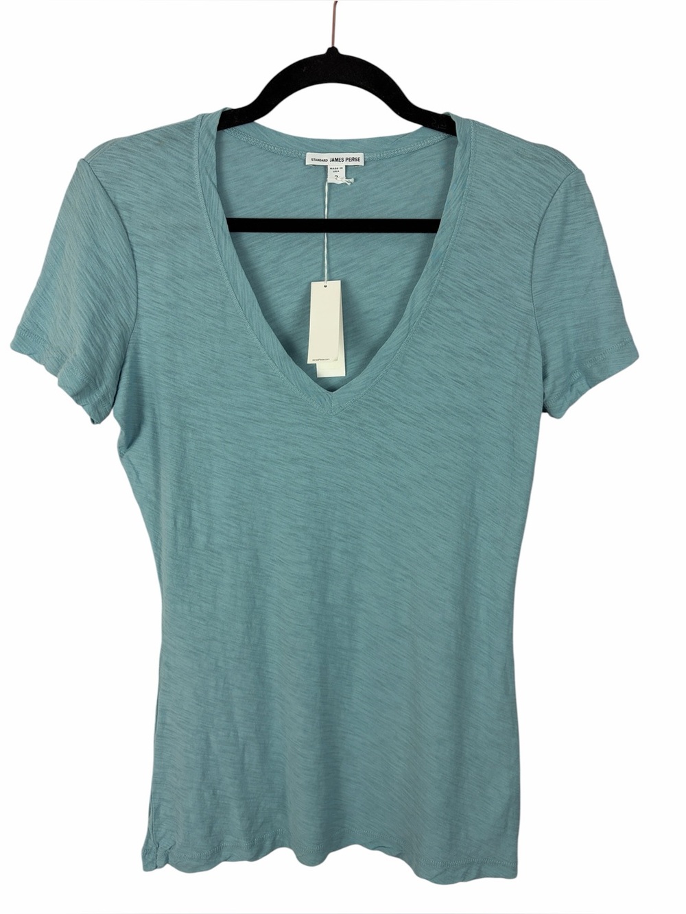 James Perse Standard Slub V-Neck Tee Light Blue Size 3 NWT